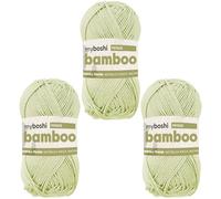 myboshi Bamboo, natürlich weiches Bambus-Baumwollgarn, zum Häkeln und Stricken, strapazierfähig, 50g, 125m, Grün (Pistazie) 3 Knäuel