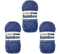 myboshi Bamboo, natürlich weiches Bambus-Baumwollgarn, zum Häkeln und Stricken, strapazierfähig, 50g, 125m, Blau (Blaubeere) 3 Knäuel