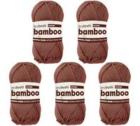 myboshi Bamboo, natürlich weiches Bambus-Baumwollgarn, zum Häkeln und Stricken, strapazierfähig, 50g, 125m, Braun (Kastanie) 5 Knäuel