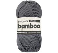myboshi Bamboo, natürlich weiches Bambus-Baumwollgarn, zum Häkeln und Stricken, strapazierfähig, 50g, 125m, Grau (Anthrazit), 1 Knäuel