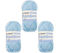 myboshi Bamboo, natürlich weiches Bambus-Baumwollgarn, zum Häkeln und Stricken, strapazierfähig, 50g, 125m, Blau (Himmelblau) 3 Knäuel