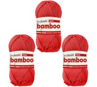 myboshi Bamboo, natürlich weiches Bambus-Baumwollgarn, zum Häkeln und Stricken, strapazierfähig, 50g, 125m, Rot (Tomate) 3 Knäuel