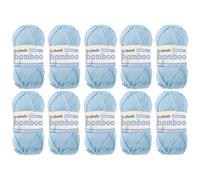 myboshi Bamboo, natürlich weiches Bambus-Baumwollgarn, zum Häkeln und Stricken, strapazierfähig, 50g, 125m, Blau (Himmelblau), 10 Knäuel