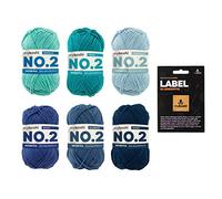 myboshi Blue Lagoon Wollpaket, No.2 Wolle in Blautönen, mit original Label, all-in-one-Paket, 6 Knäuel x 50g, Lauflänge 100m, zum Häkeln, Stricken, Babywolle, Blautöne, 6 Knäuel