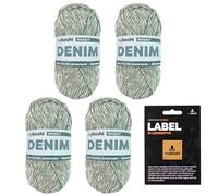 myboshi Denim, veganes Jeansgarn, recycelte Baumwolle zum Häkeln und Stricken, 50% recyceltes Denim, 50% Baumwolle (Bio), myboshi Label, 50g, Ll 135m Hellblau (Baggy) 4 Knäuel