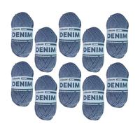myboshi Denim, veganes Jeansgarn, recycelte Baumwolle zum Häkeln und Stricken, 50% recyceltes Denim, 50% Baumwolle (Bio), 50g, Ll 135m Blau (Azure) 10 Knäuel