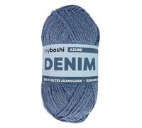 myboshi Denim, veganes Jeansgarn, recycelte Baumwolle zum Häkeln und Stricken, 50% recyceltes Denim, 50% Baumwolle (Bio), 50g, Ll 135m Blau (Azure) 1 Knäuel