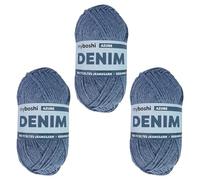myboshi Denim, veganes Jeansgarn, recycelte Baumwolle zum Häkeln und Stricken, 50% recyceltes Denim, 50% Baumwolle (Bio), 50g, Ll 135m Blau (Azure) 3 Knäuel