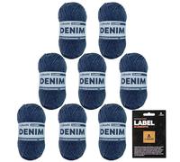 myboshi Denim, veganes Jeansgarn, recycelte Baumwolle zum Häkeln und Stricken, 50% recyceltes Denim, 50% Baumwolle (Bio), myboshi Label, 50g, Ll 135m Dunkelblau (Classic) 8 Knäuel