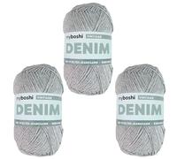 myboshi Denim, veganes Jeansgarn, recycelte Baumwolle zum Häkeln und Stricken, 50% recyceltes Denim, 50% Baumwolle (Bio), 50g, Ll 135m Hellblau (Vintage) 3 Knäuel