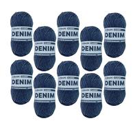 myboshi Denim, veganes Jeansgarn, recycelte Baumwolle zum Häkeln und Stricken, 50% recyceltes Denim, 50% Baumwolle (Bio), 50g, Ll 135m Dunkelblau (Classic) 10 Knäuel