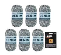 myboshi Denim, veganes Jeansgarn, recycelte Baumwolle zum Häkeln und Stricken, 50% recyceltes Denim, 50% Baumwolle (Bio), myboshi Label, 50g, Ll 135m Blau (Urban) 6 Knäuel