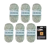 myboshi Denim, veganes Jeansgarn, recycelte Baumwolle zum Häkeln und Stricken, 50% recyceltes Denim, 50% Baumwolle (Bio), myboshi Label, 50g, Ll 135m Hellblau (Baggy) 6 Knäuel