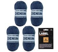 myboshi Denim, veganes Jeansgarn, recycelte Baumwolle zum Häkeln und Stricken, 50% recyceltes Denim, 50% Baumwolle (Bio), myboshi Label, 50g, Ll 135m Dunkelblau (Classic) 4 Knäuel