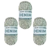 myboshi Denim, veganes Jeansgarn, recycelte Baumwolle zum Häkeln und Stricken, 50% recyceltes Denim, 50% Baumwolle (Bio), 50g, Ll 135m Hellblau (Baggy) 3 Knäuel