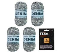 myboshi Denim, veganes Jeansgarn, recycelte Baumwolle zum Häkeln und Stricken, 50% recyceltes Denim, 50% Baumwolle (Bio), myboshi Label, 50g, Ll 135m Blau (Urban) 4 Knäuel