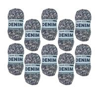 myboshi Denim, veganes Jeansgarn, recycelte Baumwolle zum Häkeln und Stricken, 50% recyceltes Denim, 50% Baumwolle (Bio), 50g, Ll 135m Dunkelblau (Rebel) 10 Knäuel