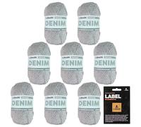 myboshi Denim, veganes Jeansgarn, recycelte Baumwolle zum Häkeln und Stricken, 50% recyceltes Denim, 50% Baumwolle (Bio), myboshi Label, 50g, Ll 135m Hellblau (Vintage) 8 Knäuel