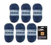 myboshi Denim, veganes Jeansgarn, recycelte Baumwolle zum Häkeln und Stricken, 50% recyceltes Denim, 50% Baumwolle (Bio), myboshi Label, 50g, Ll 135m Dunkelblau (Classic) 6 Knäuel