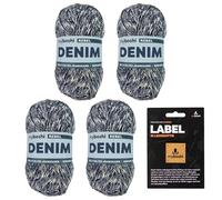 myboshi Denim, veganes Jeansgarn, recycelte Baumwolle zum Häkeln und Stricken, 50% recyceltes Denim, 50% Baumwolle (Bio), myboshi Label, 50g, Ll 135m Dunkelblau (Rebel) 4 Knäuel