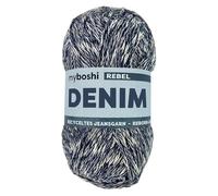myboshi Denim, veganes Jeansgarn, recycelte Baumwolle zum Häkeln und Stricken, 50% recyceltes Denim, 50% Baumwolle (Bio), 50g, Ll 135m Dunkelblau (Rebel) 1 Knäuel