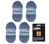 myboshi Denim, veganes Jeansgarn, recycelte Baumwolle zum Häkeln und Stricken, 50% recyceltes Denim, 50% Baumwolle (Bio), myboshi Label, 50g, Ll 135m Blau (Azure) 4 Knäuel