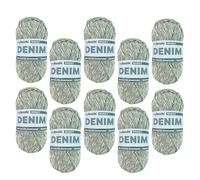 myboshi Denim, veganes Jeansgarn, recycelte Baumwolle zum Häkeln und Stricken, 50% recyceltes Denim, 50% Baumwolle (Bio), 50g, Ll 135m Hellblau (Baggy) 10 Knäuel