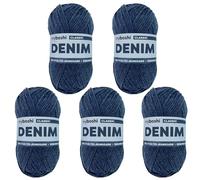 myboshi Denim, veganes Jeansgarn, recycelte Baumwolle zum Häkeln und Stricken, 50% recyceltes Denim, 50% Baumwolle (Bio), 50g, Ll 135m Dunkelblau (Classic) 5 Knäuel