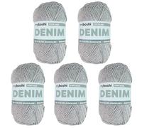 myboshi Denim, veganes Jeansgarn, recycelte Baumwolle zum Häkeln und Stricken, 50% recyceltes Denim, 50% Baumwolle (Bio), 50g, Ll 135m Hellblau (Vintage) 5 Knäuel