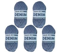 myboshi Denim, veganes Jeansgarn, recycelte Baumwolle zum Häkeln und Stricken, 50% recyceltes Denim, 50% Baumwolle (Bio), 50g, Ll 135m Blau (Azure) 5 Knäuel
