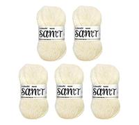 myboshi Häkel- und Strickgarn | Samt | Chenille-Garn | Flauschige Wolle | 10er-Pack Knäuel | 842 Hase - Creme