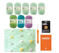 myboshi Häkelset Babydecke Pünktchen für Anfänger, inkl. No.2 Wolle, Nadel und Anleitung, für Babys und Amigurumi, Häkelpaket, 85% Baumwolle, 15% Kapok Grün, mit Häkelnadel