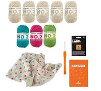 myboshi Häkelset Babydecke Pünktchen für Anfänger, inkl. No.2 Wolle, Nadel und Anleitung, für Babys und Amigurumi, Häkelpaket, 85% Baumwolle, 15% Kapok Beige mit Häkelnadel