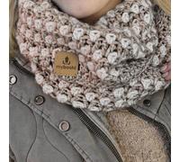 myboshi Häkelset Loop Cloud für Anfänger, inkl. Garn, Häkelnadel, Wollnadeln, Anleitung, Label, 76% Baumwolle, 22% Baby Alpaka, 2% Merino Beige mit Häkelnadel