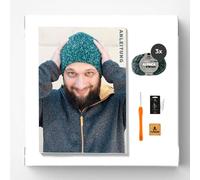 myboshi Häkelset Mütze Zugspitze für Anfänger, inkl. Alpaca Twist Wolle, Häkelnadel, Wollnadeln, Anleitung, Label 50% Polyacryl, 25% Alpakawolle, 25% Schurwolle Petrol mit Häkelnadel