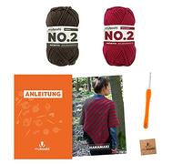 myboshi Häkelset Poncho Hanamaki, inkl. No.2 Wolle, Nadel und Anleitung, für Bekleidung, Häkelpaket, 85% Baumwolle, 15% Kapok Braun mit Häkelnadel