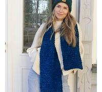 myboshi Häkelset Schal Pearl aus Samt XS, für Anfänger, inkl. Samt XS Garn, Häkelnadel, Anleitung und Label, 100% Polyester, Blau (Heidelbeere) mit Häkelnadel