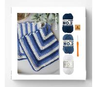 myboshi Häkelset Topflappen Tonami, inkl. No.2 Wolle, Nadel und Anleitung, Häkelpaket 85% Baumwolle, 15% Kapok Blau mit Häkelnadel