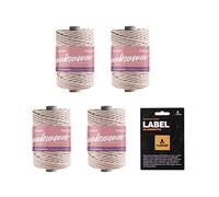 myboshi Makramee-Garn, geflochten, 4mm, Made in Germany, Naturgarn, Knüpf-Garn, das Kreativgarn für orientalische -Makramee-Arbeiten Rosa, 4 Kordeln a 50m