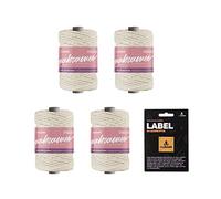 myboshi Makramee-Garn, geflochten, 4mm, Made in Germany, Naturgarn, Knüpf-Garn, das Kreativgarn für orientalische -Makramee-Arbeiten Beige, 4 Kordeln a 50m