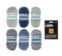 myboshi Maritim Wollpaket, Denim Wolle in Jeansfarben, Label, 6 Knäuel x 50g, Lauflänge 135m, zum Häkeln, Stricken, Sommerwolle, Maritim 6 Knäuel