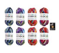 myboshi Minisocks Wollpaket, mysocks Pixel Mini Sockenwolle, 6-fädig, zum Stricken und Häkeln, 8 Knäuel x 10g, Lauflänge 26m, 75% Schurwolle, 25% Polyamid, Farbverlauf 8 Knäuel