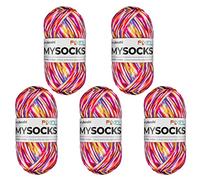 myboshi mysocks Pixel, 6-fädige Sockenwolle, strapazierfähig, Garn aus Schurwolle, filzfrei, 150g, Ll 390m Rot (Nova) 5 Knäuel