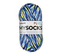 myboshi mysocks Pixel, 6-fädige Sockenwolle, strapazierfähig, Garn aus Schurwolle, filzfrei, 150g, Ll 390m Blau (Otis), 1 Knäuel
