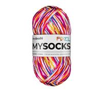 myboshi mysocks Pixel, 6-fädige Sockenwolle, strapazierfähig, Garn aus Schurwolle, filzfrei, 150g, Ll 390m Rot (Nova), 1 Knäuel