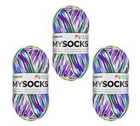 myboshi mysocks Pixel, 6-fädige Sockenwolle, strapazierfähig, Garn aus Schurwolle, filzfrei, 150g, Ll 390m Lila (Dotty), 3 Knäuel