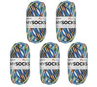 myboshi mysocks Pixel, 6-fädige Sockenwolle, strapazierfähig, Garn aus Schurwolle, filzfrei, 150g, Ll 390m Grün (Booker), 5 Knäuel