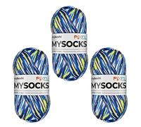 myboshi mysocks Pixel, 6-fädige Sockenwolle, strapazierfähig, Garn aus Schurwolle, filzfrei, 150g, Ll 390m Blau (Otis), 3 Knäuel