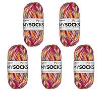 myboshi mysocks Pixel, 6-fädige Sockenwolle, strapazierfähig, Garn aus Schurwolle, filzfrei, 150g, Ll 390m Orange (Spark) 5 Knäuel