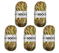 myboshi mysocks Pixel, 6-fädige Sockenwolle, strapazierfähig, Garn aus Schurwolle, filzfrei, 150g, Ll 390m Braun (Copper), 5 Knäuel
